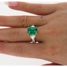 AGL Certified 5.31 Carat No Oil Emerald & Trillion Diamond 3 Stone Ring