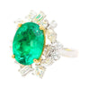 AGL Certified 6.79 Carat Minor Oil Colombian Emerald and Diamond 18K Gold Ring