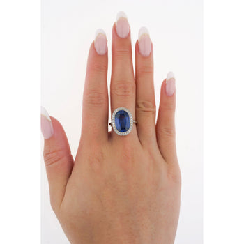 AGL Certified 7.76 Carat No Heat Burma Oval Blue Sapphire Vintage Edwardian Ring in Platinum – Assay Jewelers