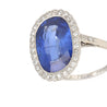 AGL Certified 7.76 Carat No Heat Burma Oval Blue Sapphire Vintage Edwardian Ring in Platinum