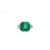 AGL Certified 8.01 Carat No Oil Colombian Emerald Vintage Platinum Ring