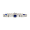 Antique Art Deco Platinum Filigree Blue Sapphire & Diamond Bracelet