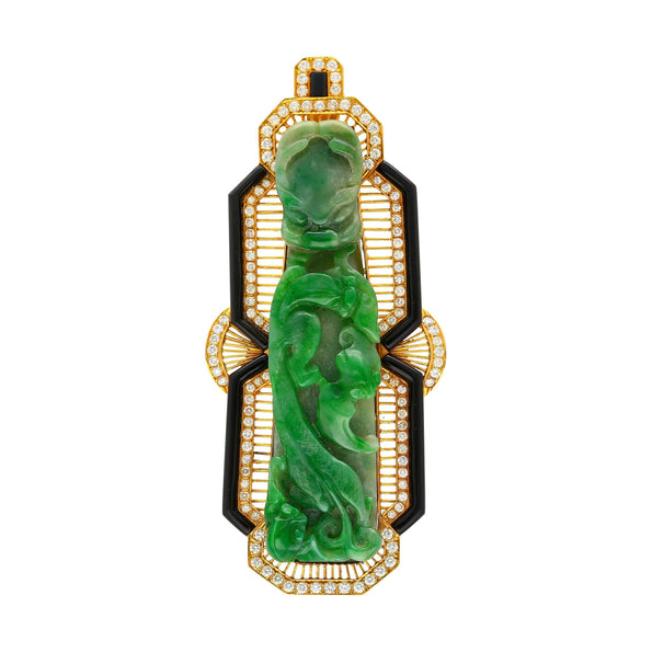 Antique Carved Grade A Jadeite Jade "Dragon Hook" Chinese Belt Buckle Pendant