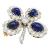 Antique GIA Certified 6ct Cabochon Sapphire & Diamond Brooch