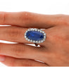 Antique Old Mine 11.3 Carat No Heat Burma Blue Sapphire & Diamond Halo Ring in Platinum