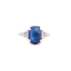 Antique Platinum 5.50 Carat Cabochon-Cut Ceylon Sapphire & Diamond Ring