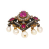 Antique Victorian Ruby, Pearl, Diamond Gold/Silver Brooch