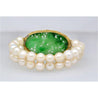 Antique Yellow Gold with Carved Jade and Pearl Pin Bracelet