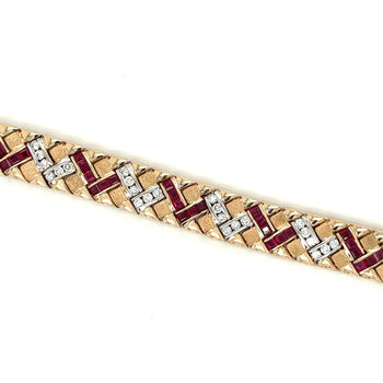 Art Deco 14K Gold Ruby and Diamond Bracelet Link Bracelet – Assay Jewelers