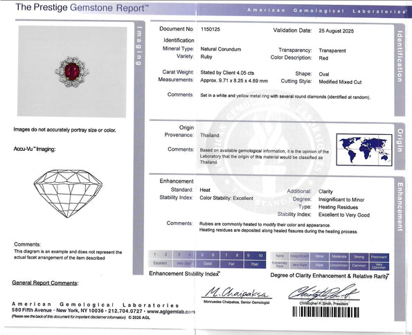 Art Deco 4.05 Carat Ruby and Old Euro Diamond Halo Platinum Ring - AGL Certified