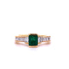 Art Deco Design Colombian Emerald Engagement Ring in 18k Gold