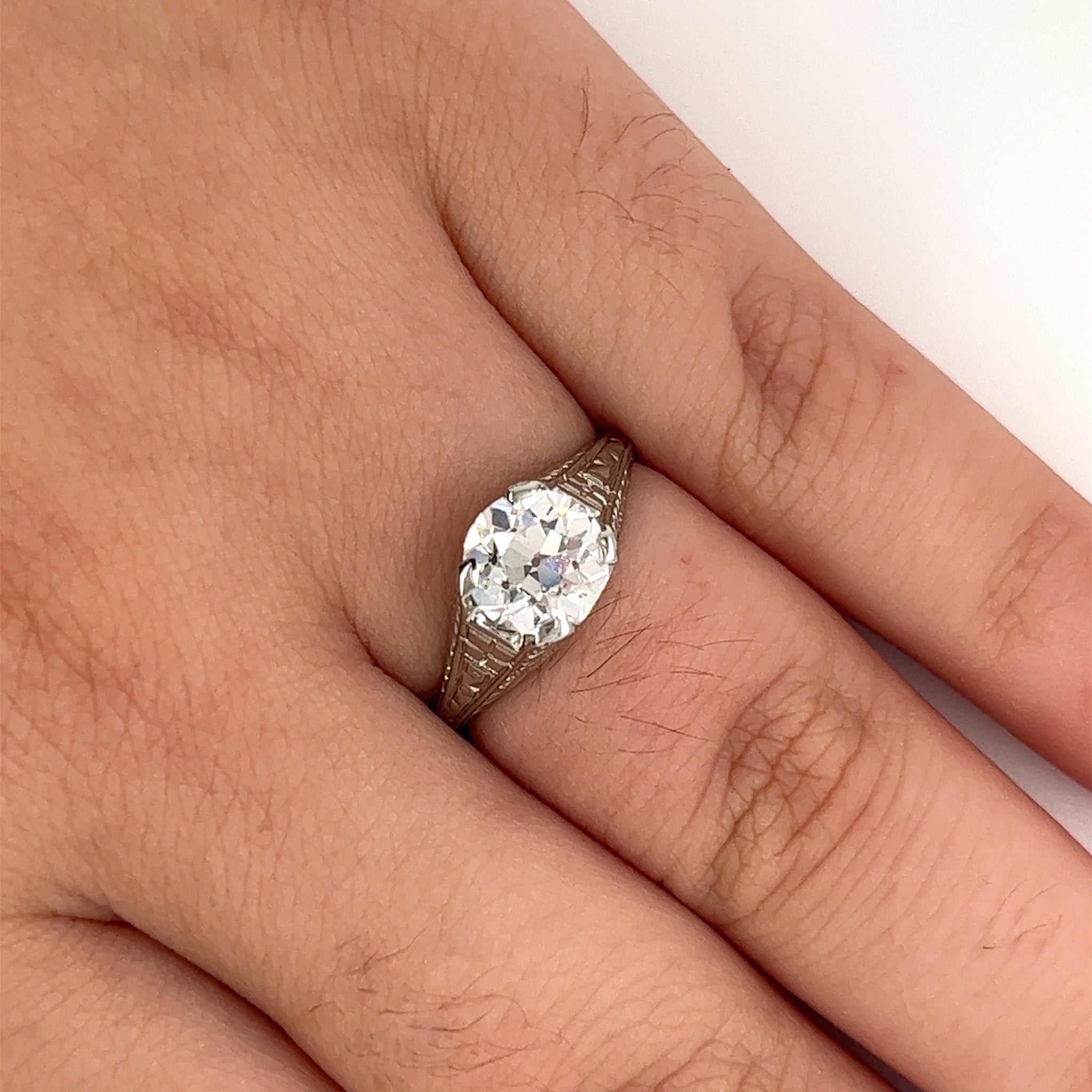 Art Deco Old European Cut Vintage Engagement Ring 1.69ct G/VVS1 GIA