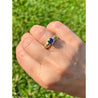 Bezel Set Blue Sapphire and Diamond Ring in 14k Yellow Gold