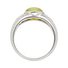 Bezel Set Chrysoberyl Cat's Eye and Diamond Three Stone Ring in 18K White Gold