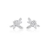 Blue Diamond Dragonfly Stud Earrings in 14K White Gold