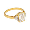 Boucheron Signed Ring With Bezel Set GIA Certified 2.09 Carat Emerald Cut E/SI1 Diamond and Trillion Side Stones