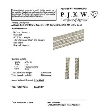Box Chain Natural Diamond Tennis Bracelet in 18k white gold – Assay Jewelers