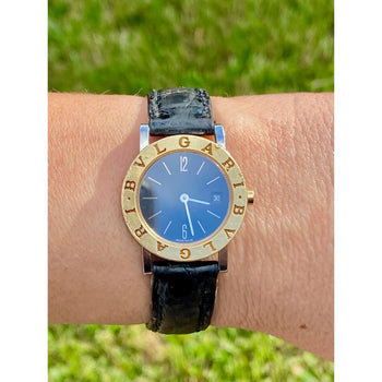 Bvlgari montre-bracelet classique BB26 SGLD avec bracelet en cuir noir – Assay Jewelers