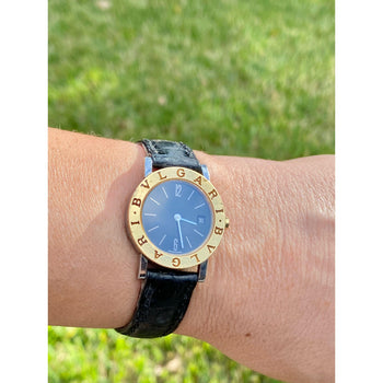 Bvlgari montre-bracelet classique BB26 SGLD avec bracelet en cuir noir – Assay Jewelers