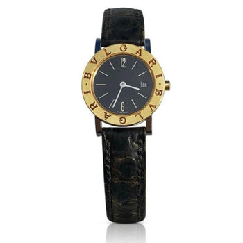 Montre-bracelet classique Bvlgari BB26 SGLD avec bracelet en cuir noir – Assay Jewelers