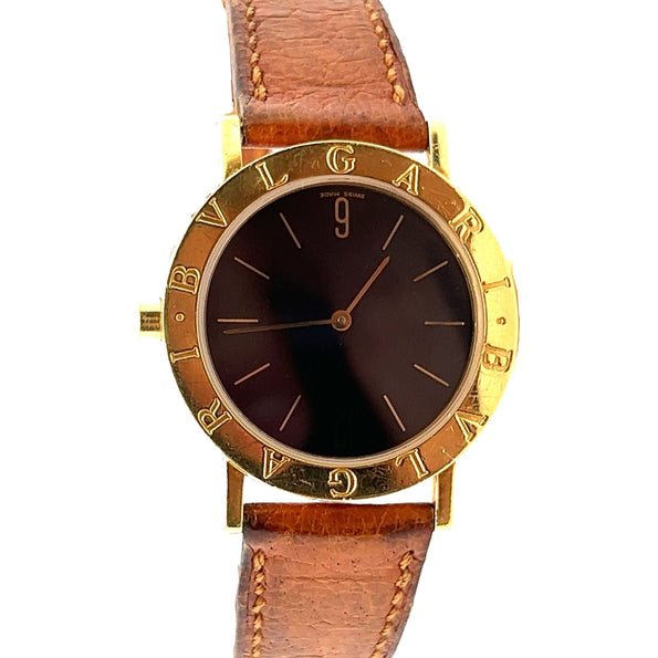 Bvlgari Vintage Mens Watch Ref. BB30 GI in 18K Yellow Gold & Leather Strap