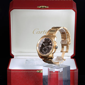 Cartier Calibre de Cartier W7100040 Chocolate Dial 18K Rose Gold Watch Full Set – Assay Jewelers