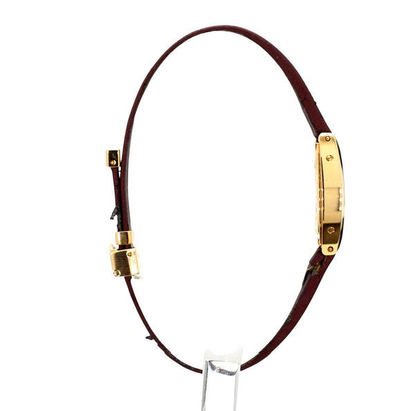 Cartier Mini Tonneau Lanieres 2592 18K Rose Gold Burgundy Strap Quartz Watch