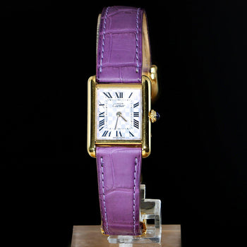 Cartier Must de Cartier Tank 2415 Japan Limited Purple Checkerboard Dial Vermeil – Assay Jewelers