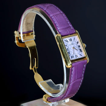 Cartier Must de Cartier Tank 2415 Japan Limited Purple Checkerboard Dial Vermeil – Assay Jewelers