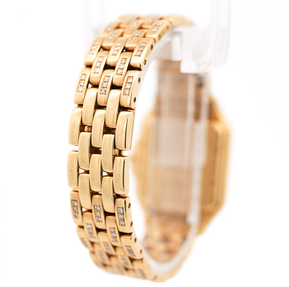 Cartier Panthere Large 27mm Diamond Dial 18K Gold Watch