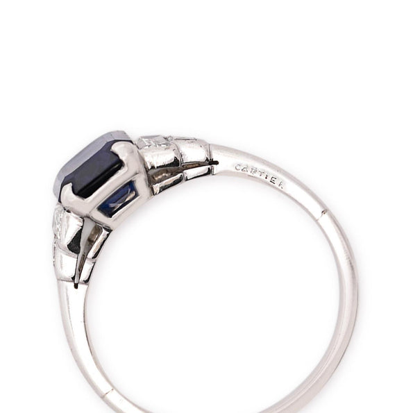 Cartier Paris Art Deco Royal Blue 2.3 Carat No Heat Sapphire and Diamond Ring