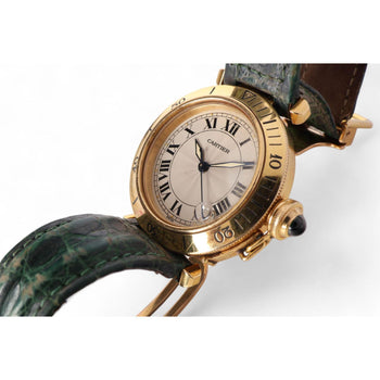 Cartier Pasha 1035 Automatic Watch 18K Gold Ivory Dial Alligator Strap 35mm – Assay Jewelers