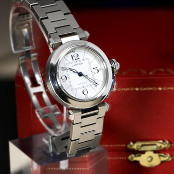 Cartier Pasha C W31074M7 35mm Steel White Arabic Dial Automatic Full Set Watch – Assay Jewelers
