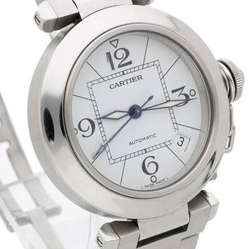 Cartier Pasha C W31074M7 35mm Steel White Arabic Dial Automatic Full Set Watch – Assay Jewelers