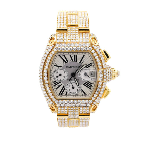 Cartier Roadster XL Chronograph 2619 in 18K Gold Diamond Set Watch