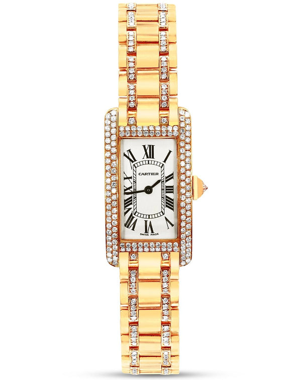 Cartier Tank 1710 Américaine Diamond Bezel Quartz 18K Gold Watch