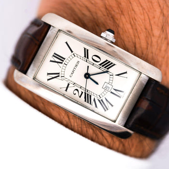 Cartier Tank Americaine 1741 White Gold Automatic Watch 20 Years Service Edition – Assay Jewelers