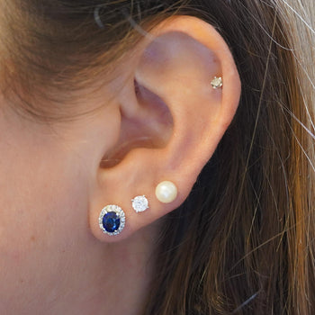Certified 1 Carat Oval Blue Sapphire Diamond Halo Stud Earrings – Assay Jewelers
