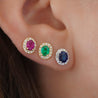 Certified 1 Carat Oval Blue Sapphire Diamond Halo Stud Earrings