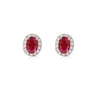 Certified 1 Carat Ruby Diamond Halo Stud Earring in 14K