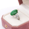 Certified 15 Carat Jadeite Jade A Fei Cui and Diamond Split Platinum Ring