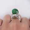 Certified 30 Carat Untreated Jadeite Jade & Diamond Platinum Ring