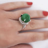 Certified 30 Carat Untreated Jadeite Jade & Diamond Platinum Ring