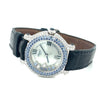 Chopard 18K White Gold Happy Sport Blue Sapphire and Diamond Watch | Pouch & Papers