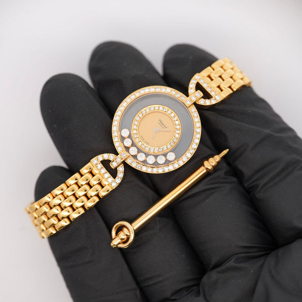 Chopard Happy Diamonds 22.05 Carat Diamond Ref 4097 Bezel 18K Yellow Gold Watch