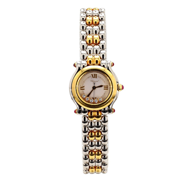 Chopard Happy Sport 8246 Two-Tone Floating Diamond and Ruby 1990 Vintage Watch