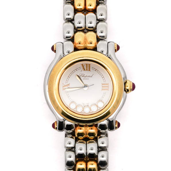 Chopard Happy Sport 8246 Two-Tone Floating Diamond and Ruby 1990 Vintage Watch