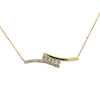 Curved Double Bar 14K Gold Station Necklace 0.25 CTW Round Diamond