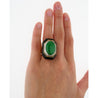 David Webb Signed Type A Fei Chui Jadeite Jade and Onyx Platinum & 18K Ring