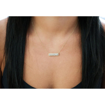 Diamond Bar Pendant Cable Chain Necklace 14K Yellow Gold 0.75 Carats – Assay Jewelers